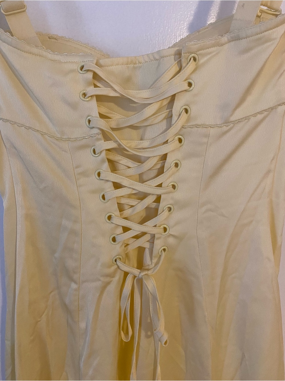 Reformation Pale Yellow Satin Maxi Slip Dress - Picture 6 of 8